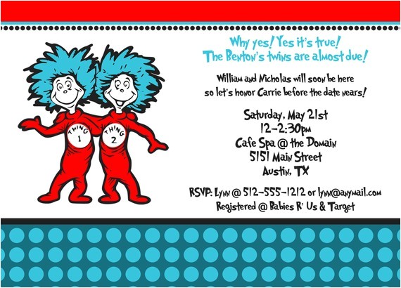 Hat and Wig Party Invitations Free Printable Thing 1 and Thing 2 Birthday Party