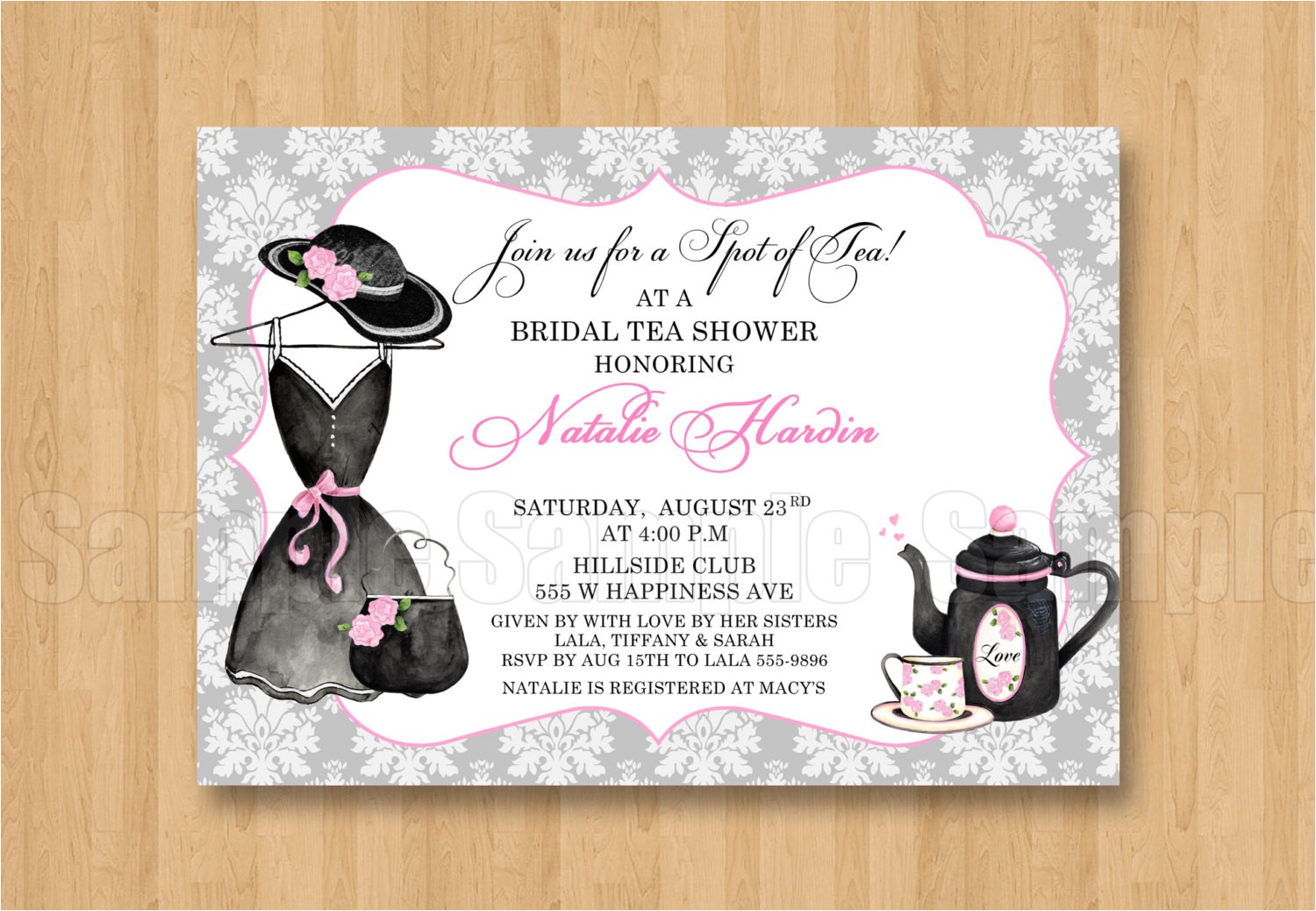 Hat Bridal Shower Invitations Tea Fancy Hat Dress Birthday Bridal Shower Personalized
