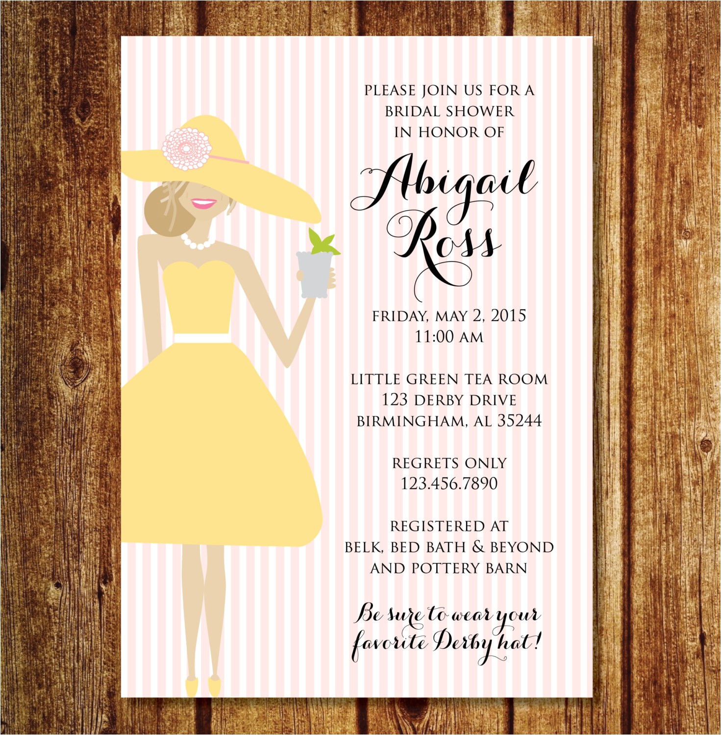 Hat themed Bridal Shower Invitations Derby Bridal Shower Invitation Kentucky Derby Hat Bridal