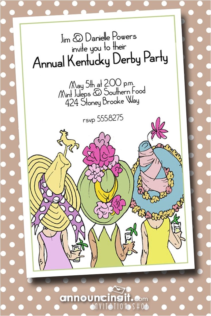 Hat themed Bridal Shower Invitations Kentucky Derby Day Hats Party Invitations Perfect for