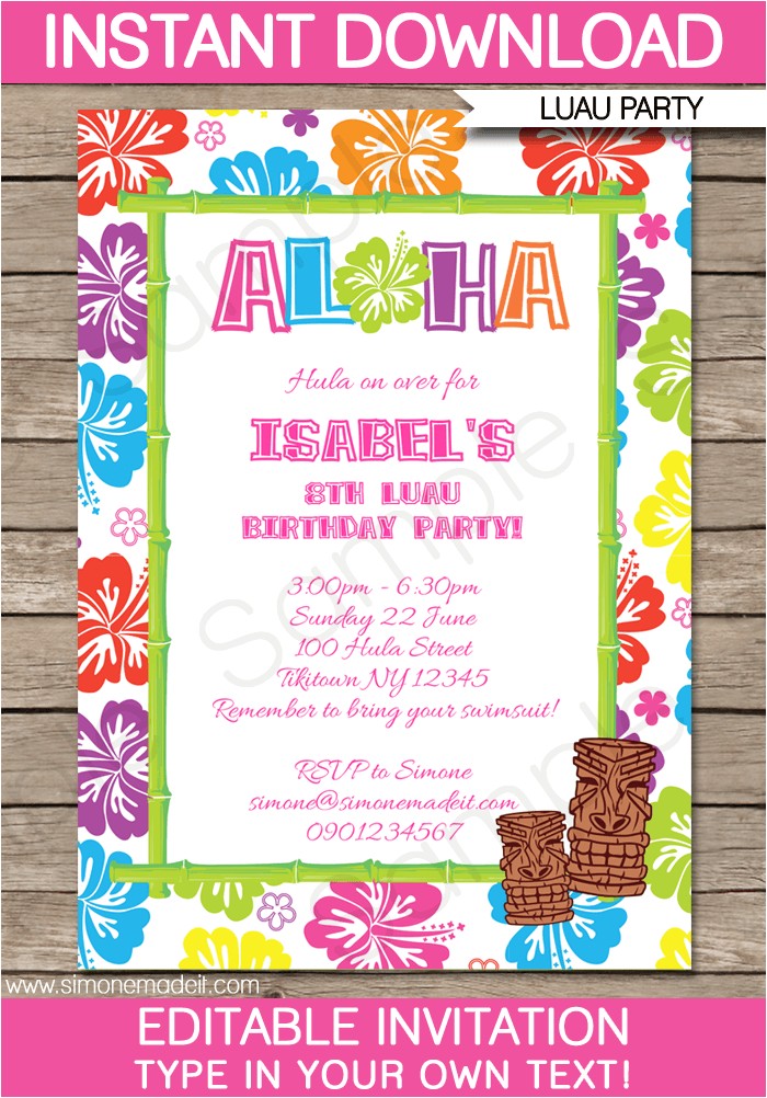Hawaii theme Party Invites Luau Party Invitations Template Luau Party Party Hawaii theme Party Invites Luau Party Invitations Template Luau Party Party