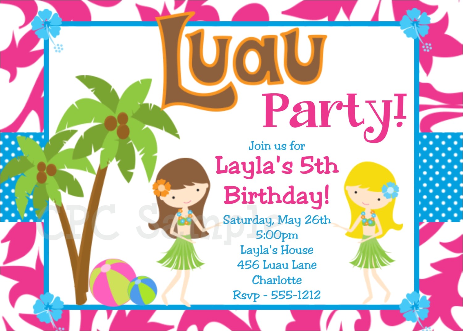 Hawaiian Birthday Party Invitations Templates Free 20 Luau Birthday Invitations Designs Birthday Party