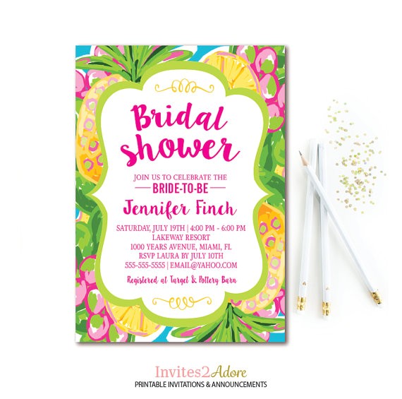 Hawaiian Bridal Shower Invitations Templates Tropical Bridal Shower Invitation Pineapple Bridal
