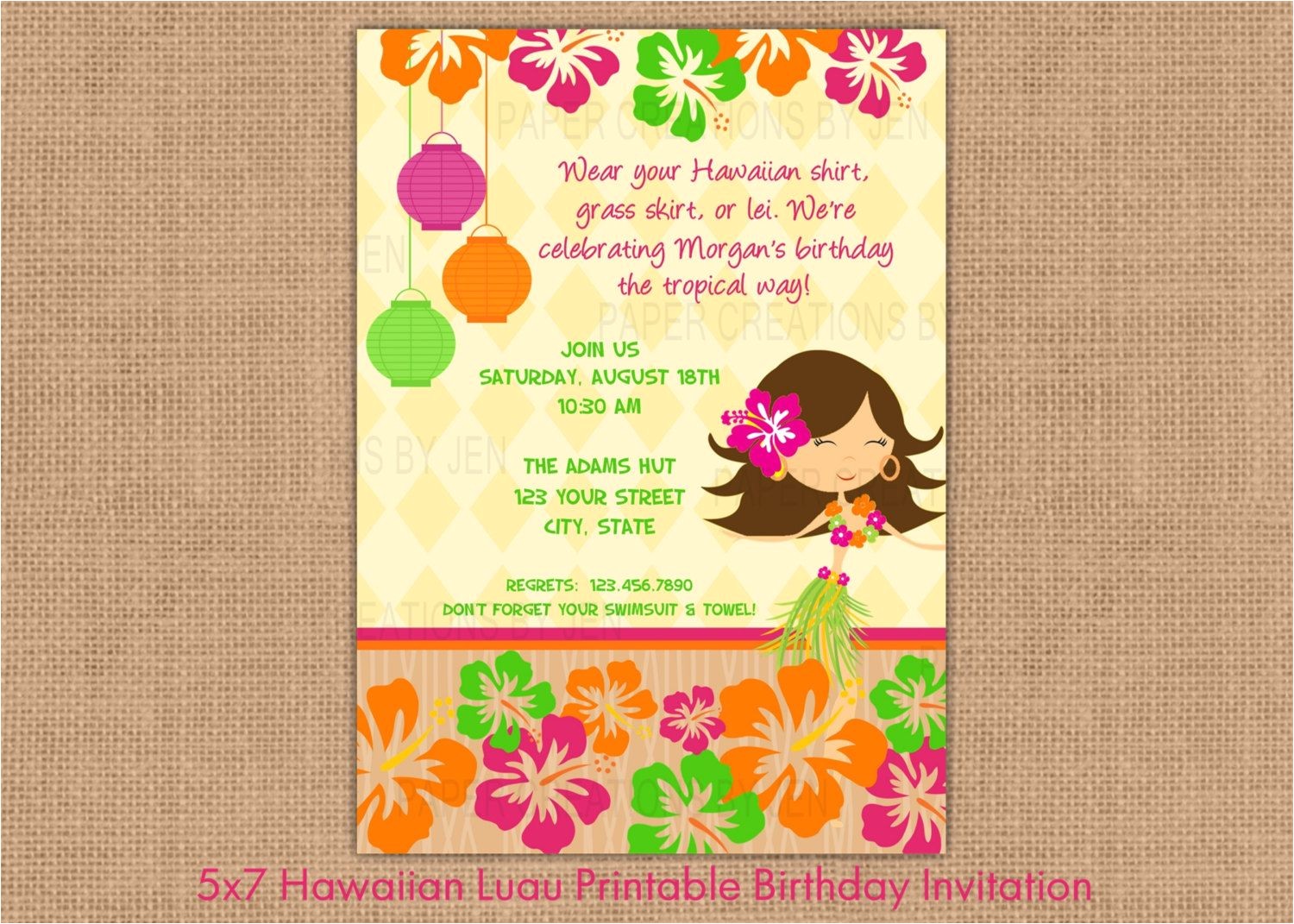 Hawaiian theme Party Invitations Printable Luau Clip Art