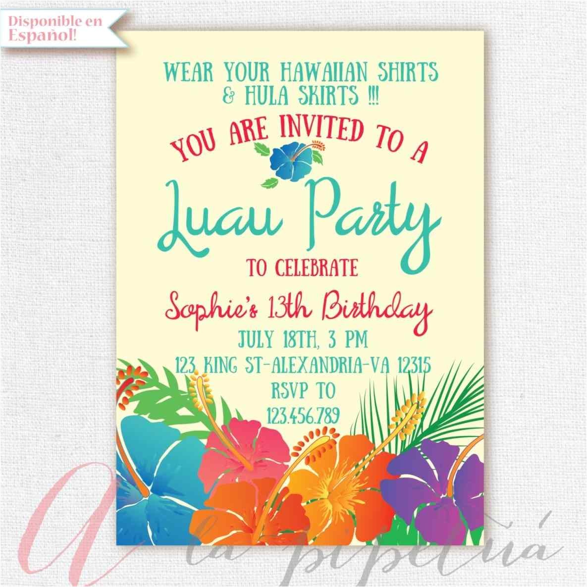 Hawaiian themed Bridal Shower Invitations Templates Invitations Templates Birthday Businnes Card Invitation