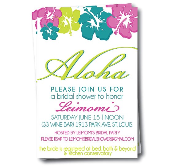 Hawaiian themed Bridal Shower Invitations Templates Items Similar to Hawaiian Bridal Shower Invitation