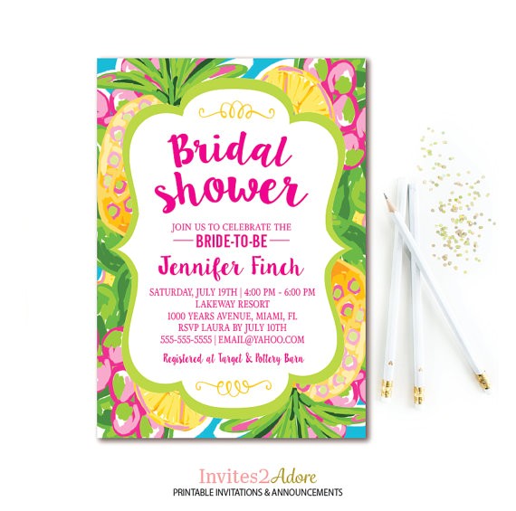 Hawaiian themed Bridal Shower Invitations Templates Tropical Bridal Shower Invitation Pineapple Bridal