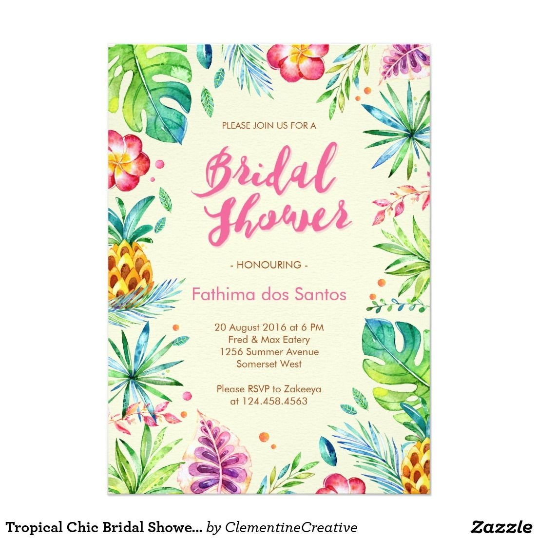 Hawaiian themed Bridal Shower Invitations Tropical Chic Bridal Shower Invitation Throw A Fun Summer