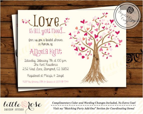 Heart Bridal Shower Invitations Bridal Shower Invitation Wedding Shower Invite