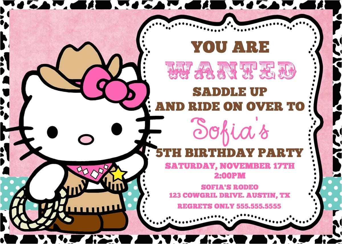 Hello Kitty 2nd Birthday Invitation Wording Cowgirl Hello Kitty Invitation
