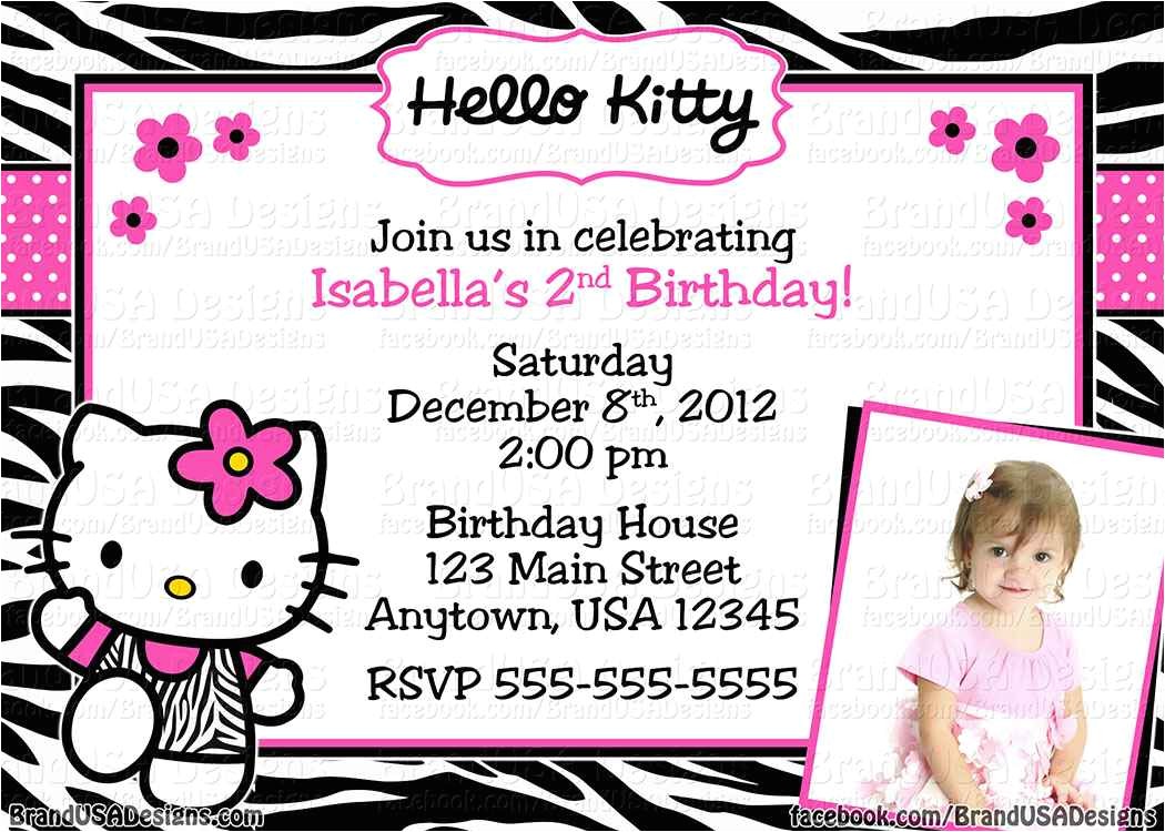 Hello Kitty 2nd Birthday Invitation Wording Hello Kitty Birthday Invitation Card