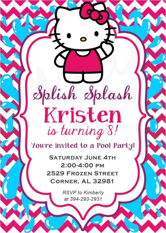 Hello Kitty Pool Party Invitations Hello Kitty Pool Party Birthday Invitation by Rachel A