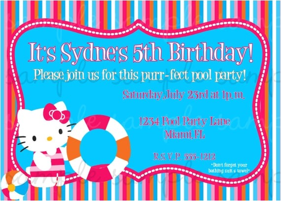 Hello Kitty Pool Party Invitations Hello Kitty Pool Party Invitation by Invitesxo On Etsy
