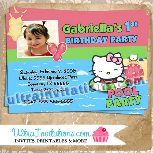 Hello Kitty Pool Party Invitations Hello Kitty Pool Party Invitations Birthday Card