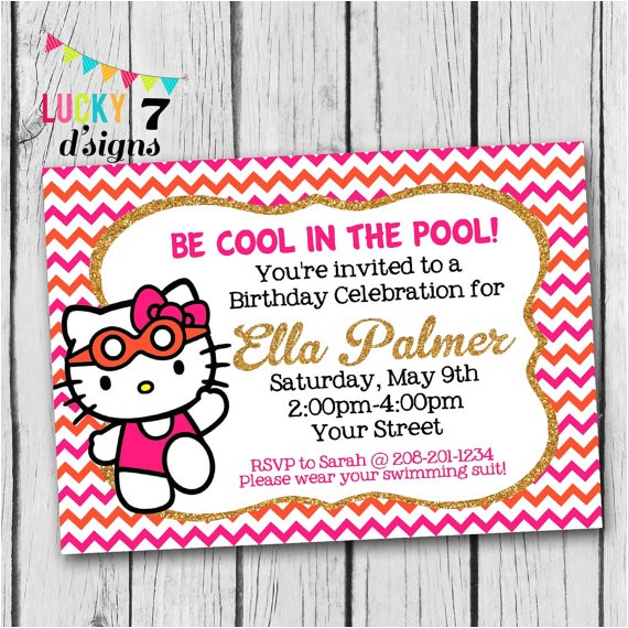 Hello Kitty Pool Party Invitations Hello Kitty Pool Party Invitations