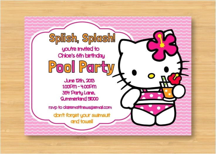 Hello Kitty Pool Party Invitations Pin Hello Kitty Pool Party Birthday Invitations Ebay
