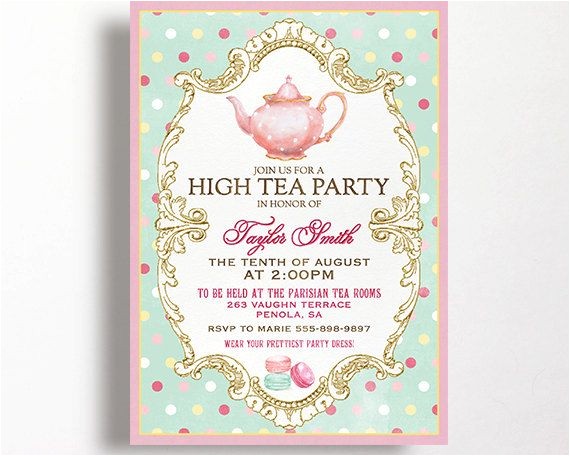 High Tea Party Invitation Ideas High Tea Invitation for A Tea Party High Tea or Bridal