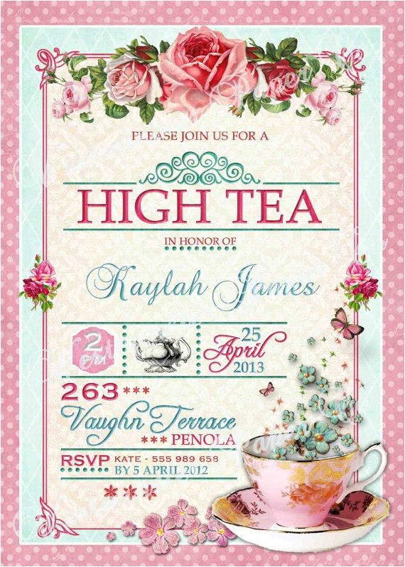 High Tea Party Invitation Ideas High Tea Invitation Tea Party Bridal Shower Brunch Lunch
