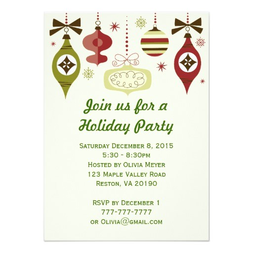 Holiday Party E Invitations Christmas Holiday ornaments Party Invitations