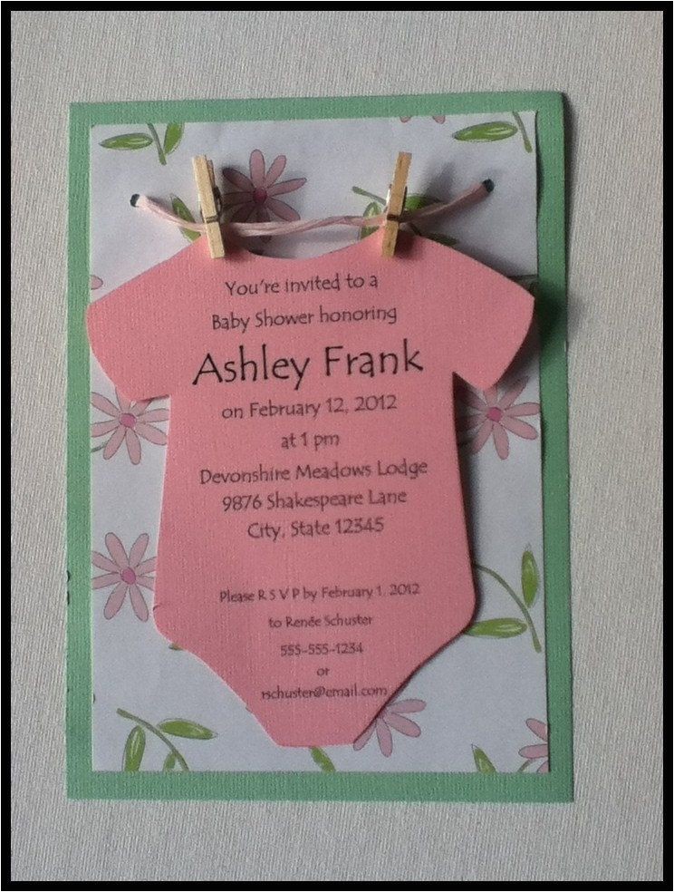 Homemade Baby Shower Invitations for Girls Esie On A Clothesline Baby Shower Invitation Neutral