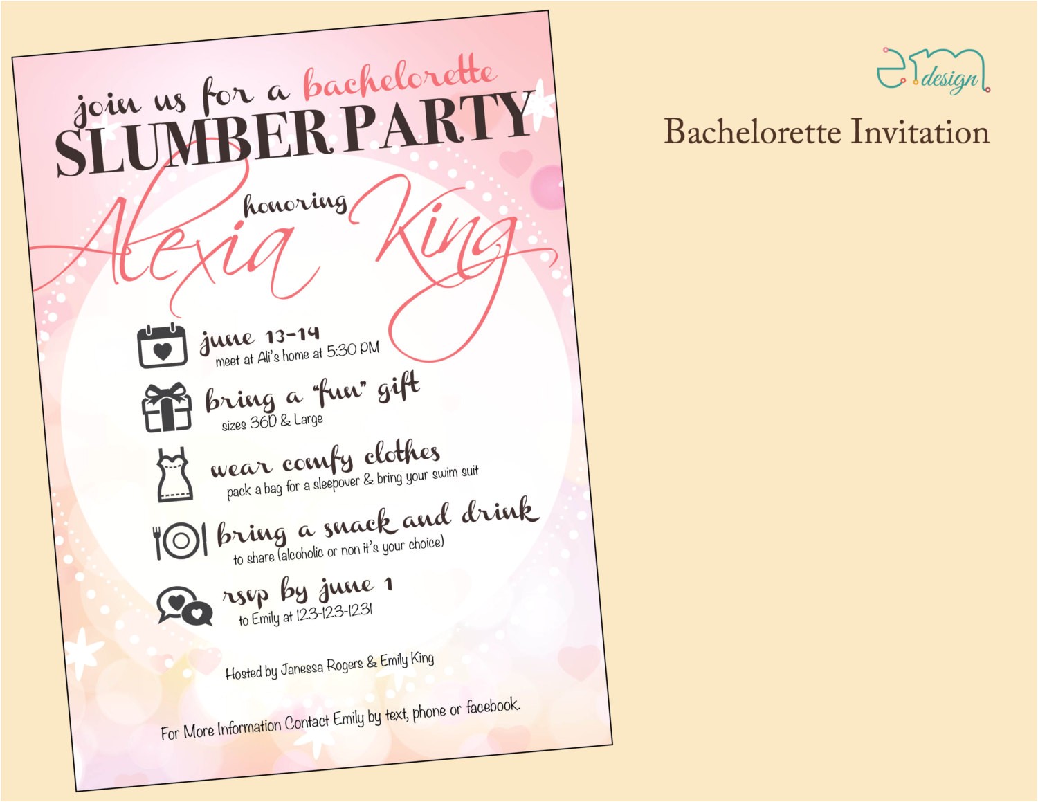 Homemade Bachelorette Party Invitations Slumber Party Bachelorette Invitation Girls Night Out Homemade Bachelorette Party Invitations Slumber Party Bachelorette Invitation Girls Night Out
