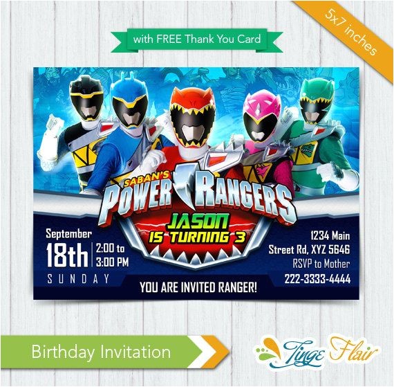 Homemade Power Ranger Birthday Invitations Power Rangers Invitation Power Rangers Dino Charge by