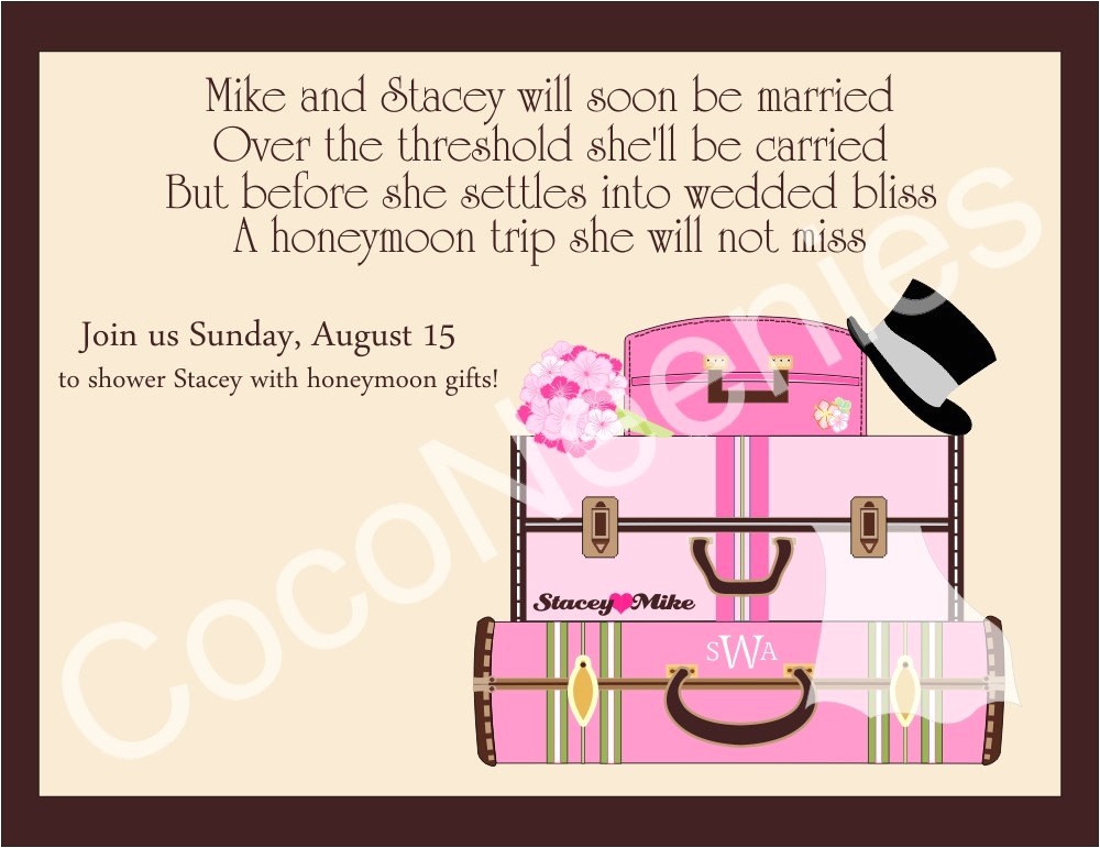 Honeymoon themed Bridal Shower Invitations Bridal Shower Invitations Honeymoon themed Bridal Shower