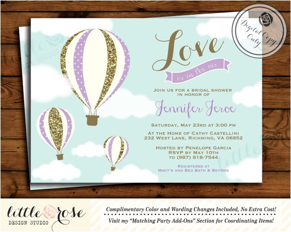 Hot Air Balloon Bridal Shower Invitations Hot Air Balloon Bridal Shower Invitation Love is In the Hot Air Balloon Bridal Shower Invitations Hot Air Balloon Bridal Shower Invitation Love is In the