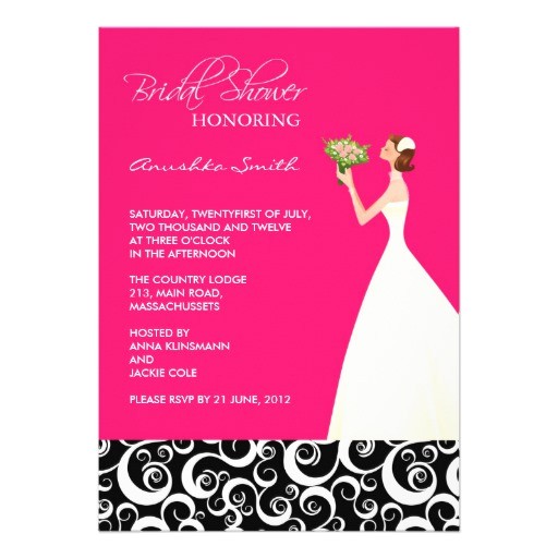 Hot Pink and Black Bridal Shower Invitations Hot Pink and Black Bridal Shower Invitations 5" X 7