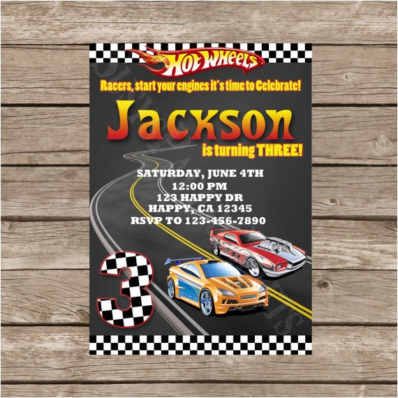 Hot Wheels Party Invitations Printable Hot Wheels Birthday Invitation Digital File You Print