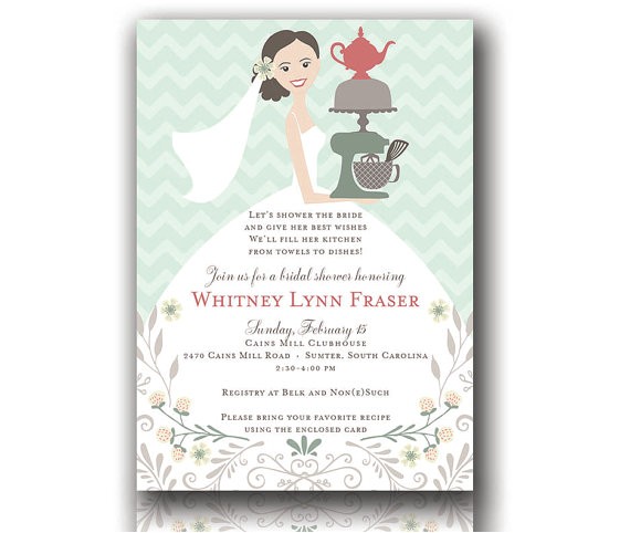 Housewarming Bridal Shower Invitations Items Similar to Printable Kitchen Shower Invitations