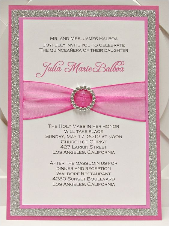 How to Make Homemade Invitations for Quinceaneras Custom Handmade Pink Silver Glitter Sweet Sixteen 16