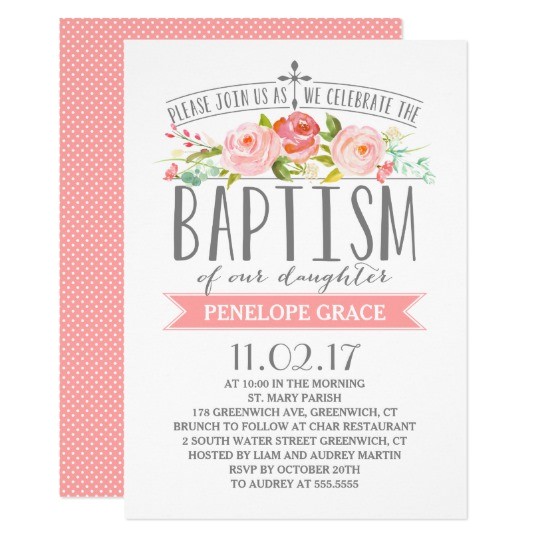 How to Make Simple Baptism Invitations Rose Banner Girl Baptism Invitation