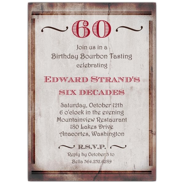 Humorous 60th Birthday Invitation Wording Old World 60th Birthday Invitations Paperstyle