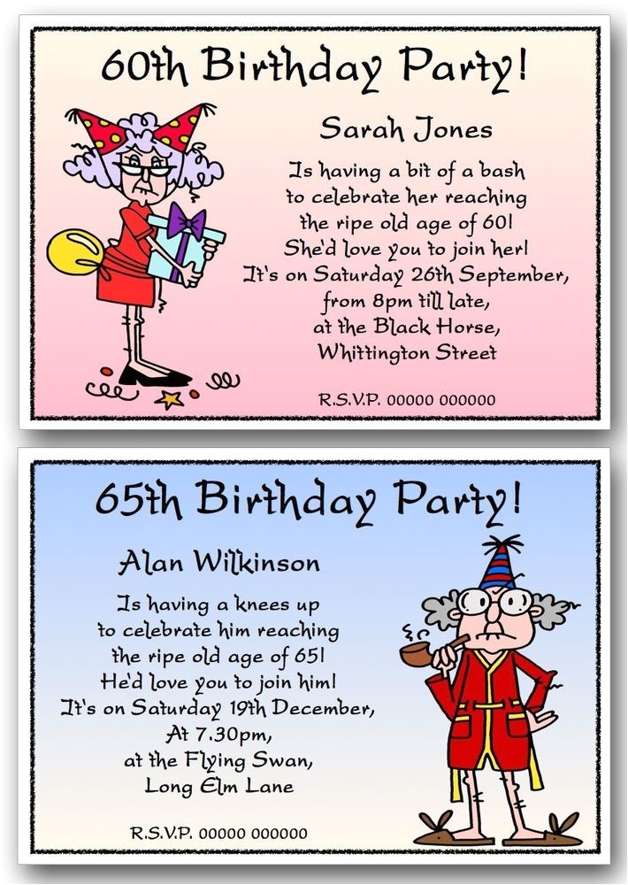 Humorous 60th Birthday Invitation Wording Personalised 40th 50th 60th 70th 80th 90th Funny Birthday