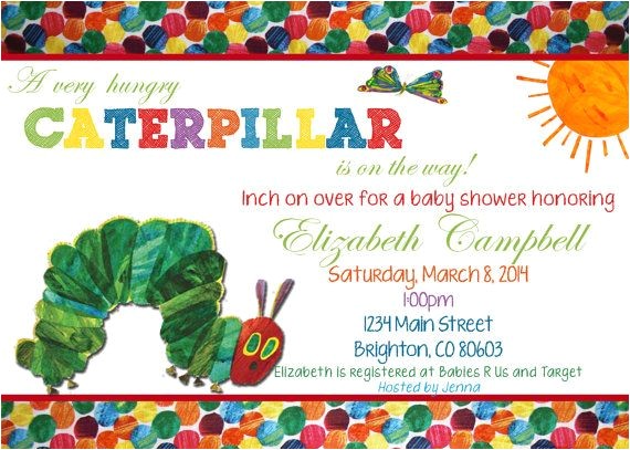 Hungry Caterpillar Baby Shower Invitations Very Hungry Caterpillar Custom Baby Shower Invitation You