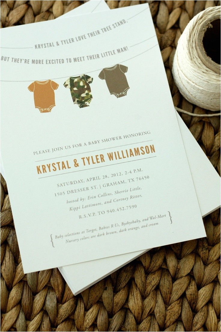 Hunting themed Baby Shower Invitations Camo Esie Baby Shower Invitation Hunting Baby Shower