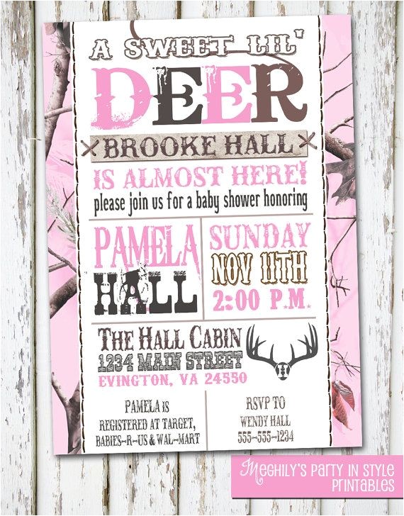 Hunting themed Baby Shower Invitations Hunting theme Sweet Lil Deer Baby Shower Invitation