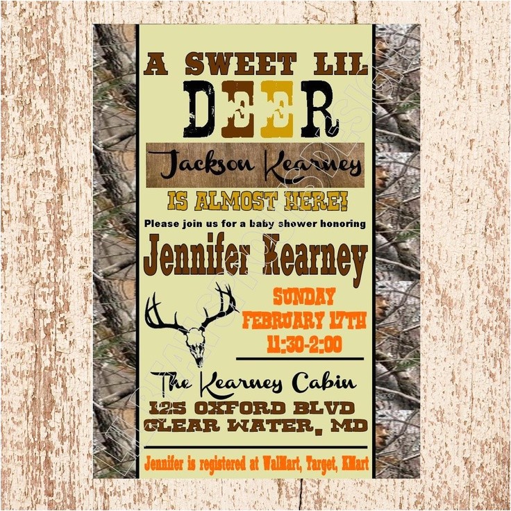 Hunting themed Baby Shower Invitations Personalized Boys Hunting theme Baby Shower Invitation