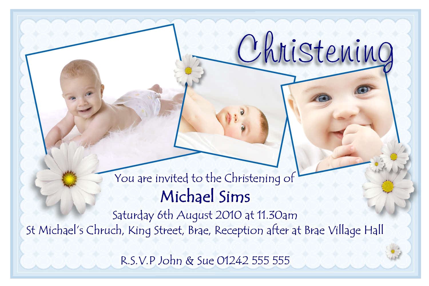 Invitation Card for Baptism Of Baby Boy Invitation Card for Christening Invitation Card for