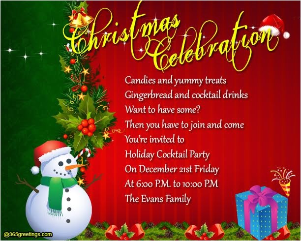 Invitation for A Christmas Party Wording Christmas Party Invitation Wording 365greetings Com