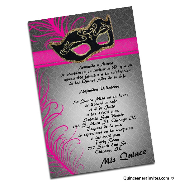 Invitation for A Quinceanera Masquerade Quinceanera Invitations