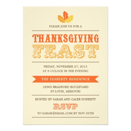 Invitation for Thanksgiving Party to Teachers Modern Feast Thanksgiving Dinner Invitation