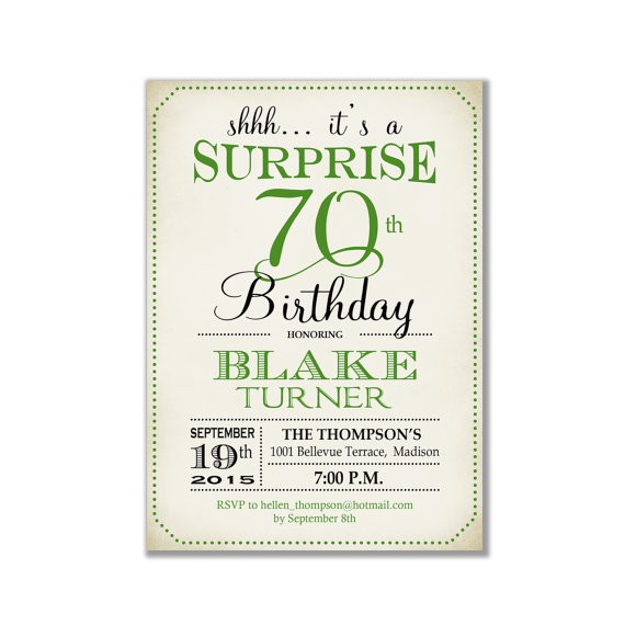 Invitation Wording for 70th Birthday Surprise Party Surprise 70th Birthday Invitation Any Age Green Retro Invitation Wording for 70th Birthday Surprise Party Surprise 70th Birthday Invitation Any Age Green Retro