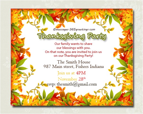 Invitation Wording for Thanksgiving Party Thanksgiving Invitations 365greetings Com