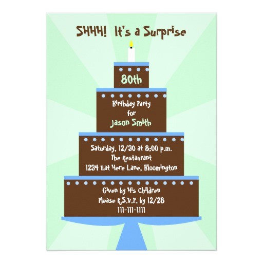 Invitations for 80th Birthday Surprise Party Surprise 80th Birthday Party Invitation Cake 5" X 7