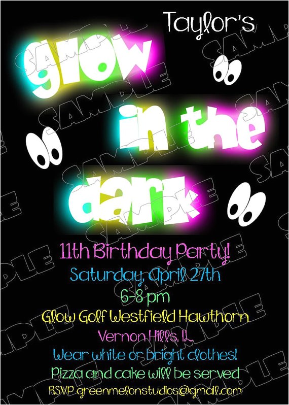 Invitations for Glow In the Dark Party Glow In the Dark Invitations Glow Party Birthday Party