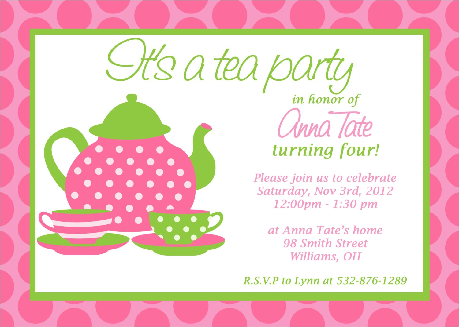 Invitations to A Tea Party Custom Printable Tea Party Invitation