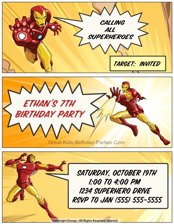 Iron Man Birthday Party Invitations Iron Man Invitations