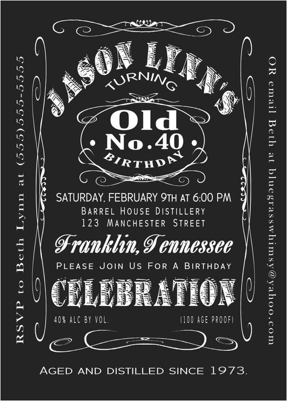 Jack Daniels 40th Birthday Invitations 40th Birthday Jack Daniels Whiskey Label Invitation 5×7 by Jack Daniels 40th Birthday Invitations 40th Birthday Jack Daniels Whiskey Label Invitation 5×7 by